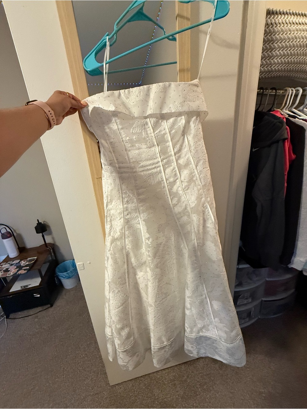 Lulu's White Strapless Embroidered A-Line Dress